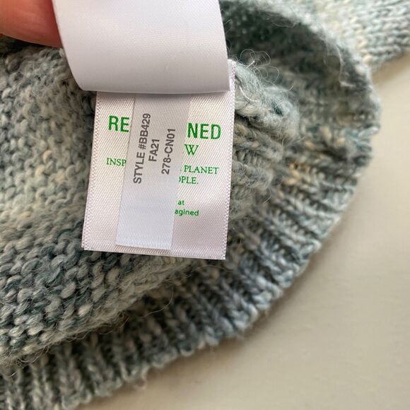 J Crew Chunky Wool Sweater Womens Small Blue Marled High Neck Boxy Crop Oversize - Picture 10 of 13